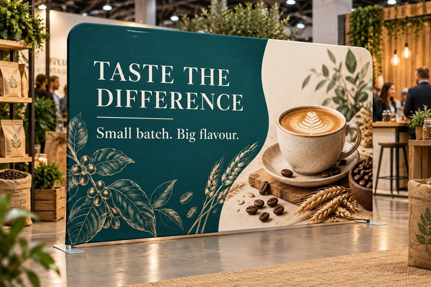 Banner with frame Ireland — fabric banner stand for a coffee brand exhibition