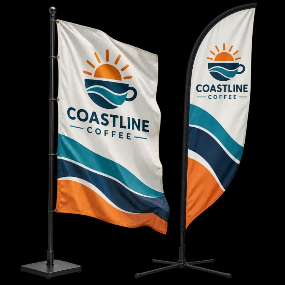 Custom printed feather flags