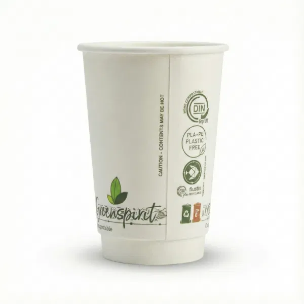 16oz White Greenspirit Aqueous DW Hot Cups (20x25)