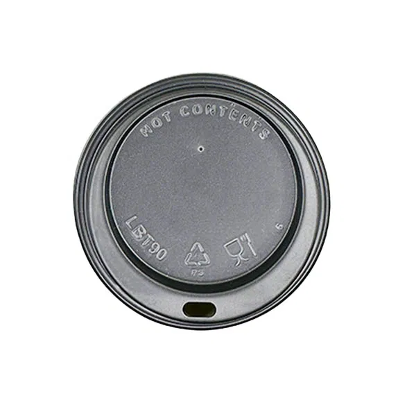 80mm Black Hot Cup Lids - Huh - (8oz) (10x100)