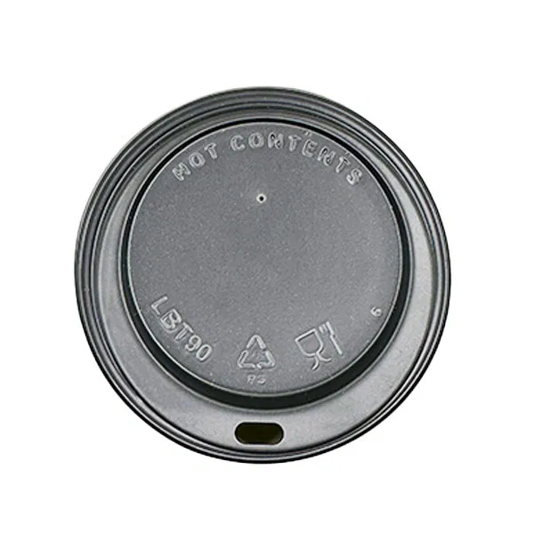 90mm Black Hot Cup Lids - Huh (10/12/16oz ) (10x100)