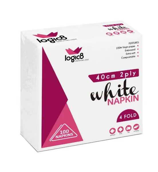 Logic8 40cm 2ply 4fold White napkin (20x100's)