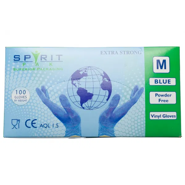 Spirit PF blue vinyl gloves MED (10x100)