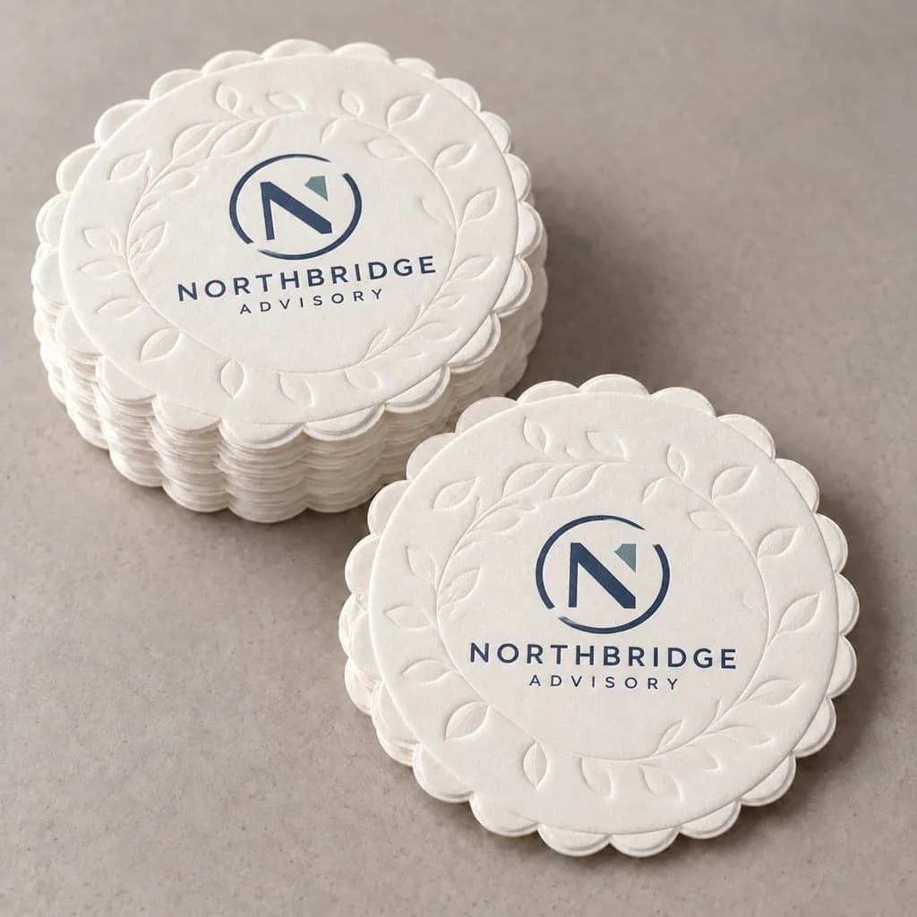 Logo coasters Ireland — round 8 ply branded coaster printed in Ashbourne