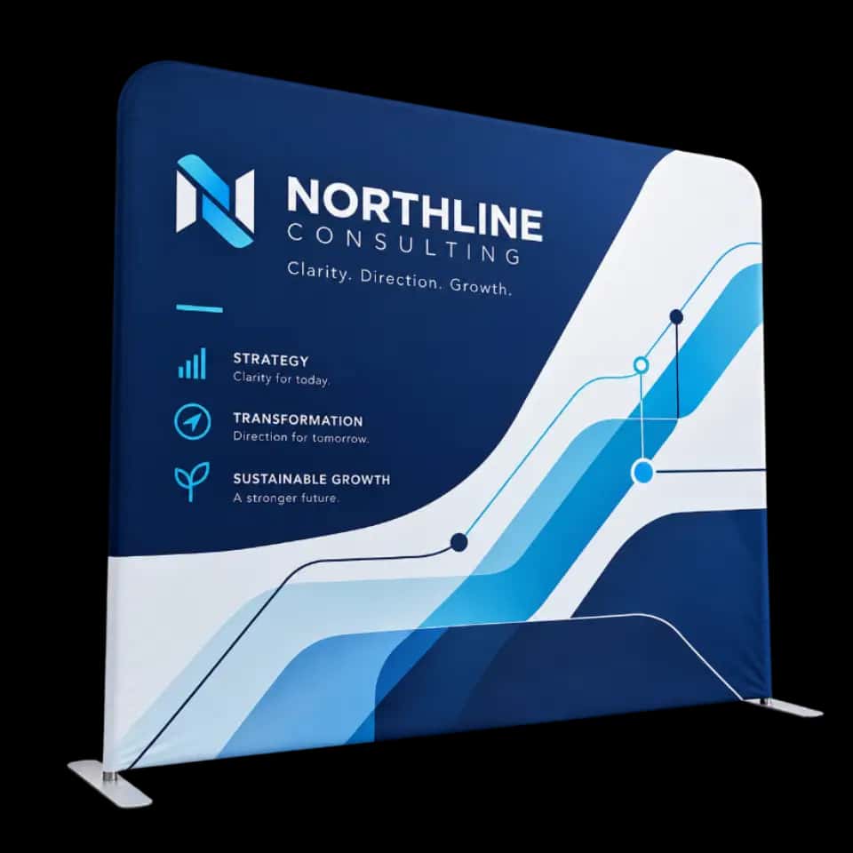 Free-standing fabric banner
