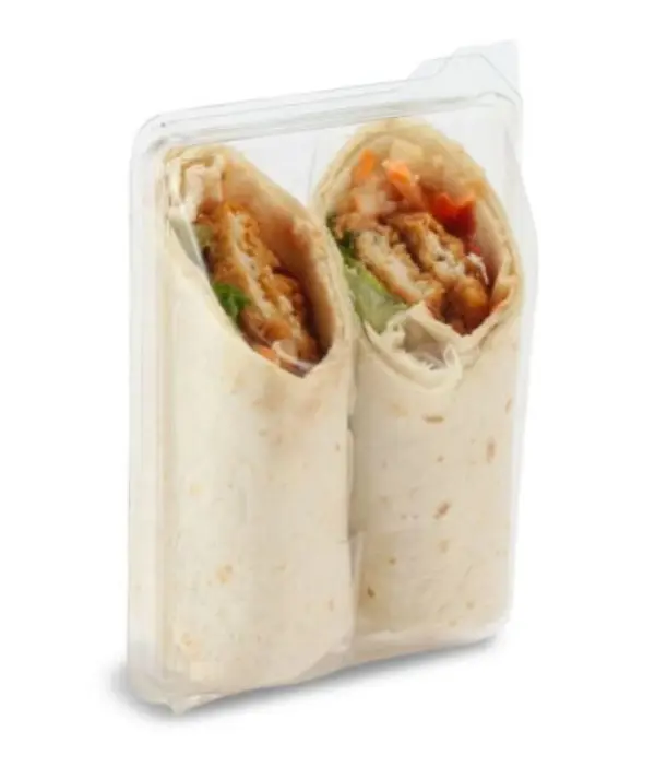 Tortilla wrap packaging Ireland — clear hinged tortilla container wholesale for cafés