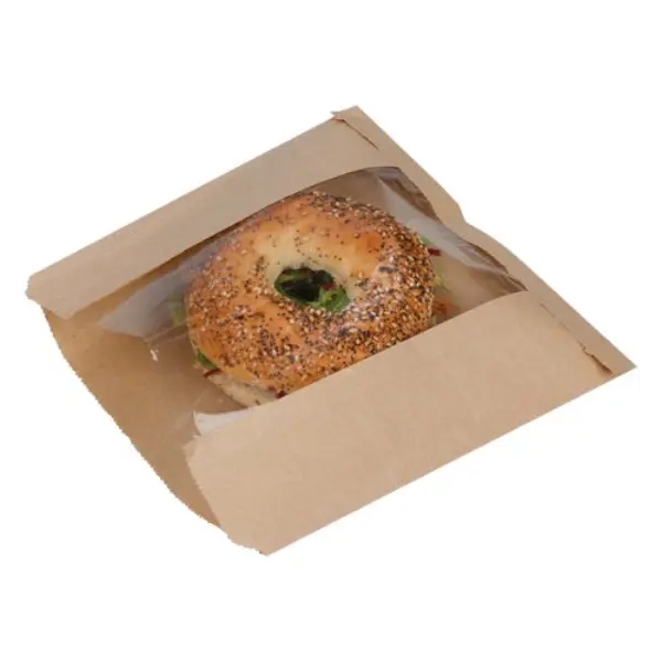 Windowed kraft sandwich bag Ireland — 210 by 210 mm compostable bag Galway