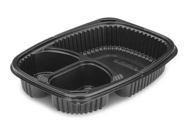 Microwave meal boxes Ireland — 34oz black 3-compartment tray for Dublin meal-prep