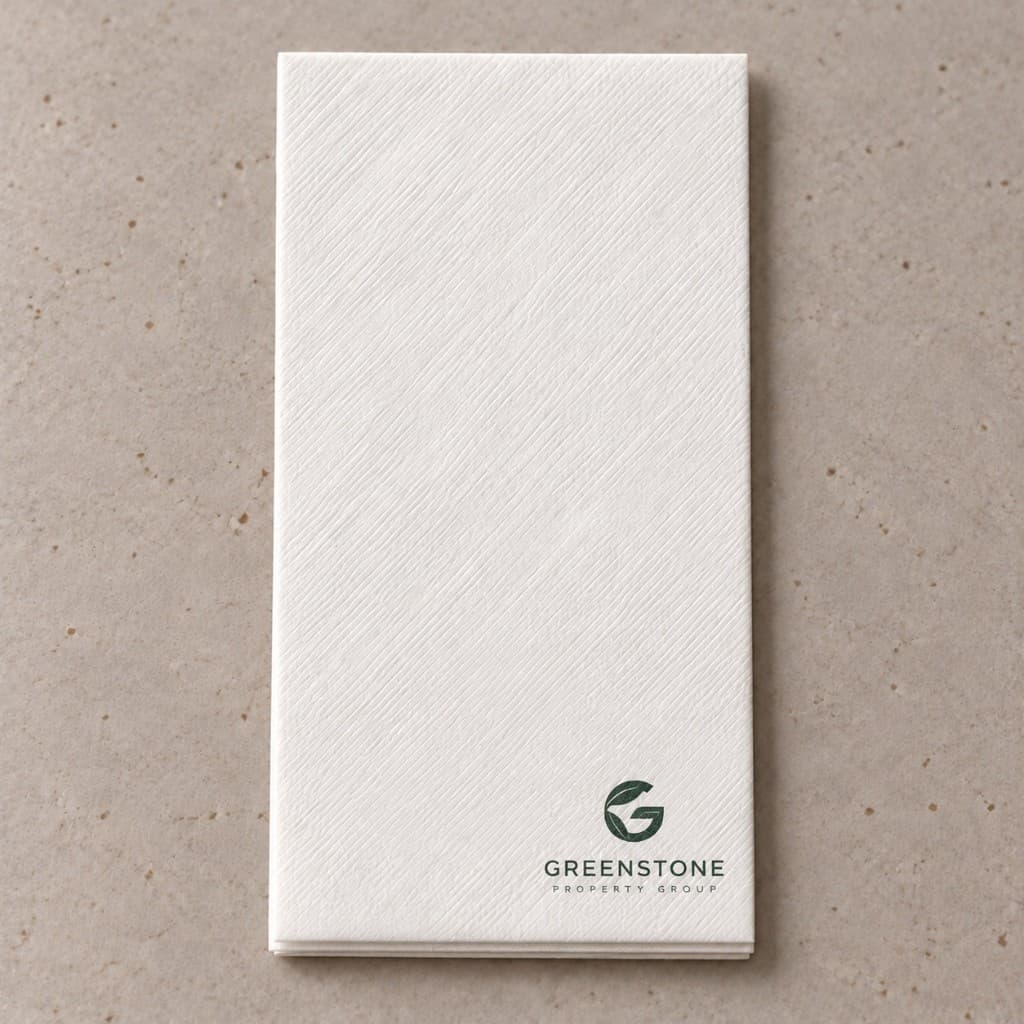 Linen-feel napkins Ireland — Greenstone Property Group airlaid guest napkin Ashbourne print
