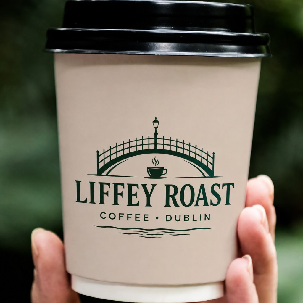 Printed takeaway coffee cups Dublin — kraft paper cup with custom logo for Irish coffee shops