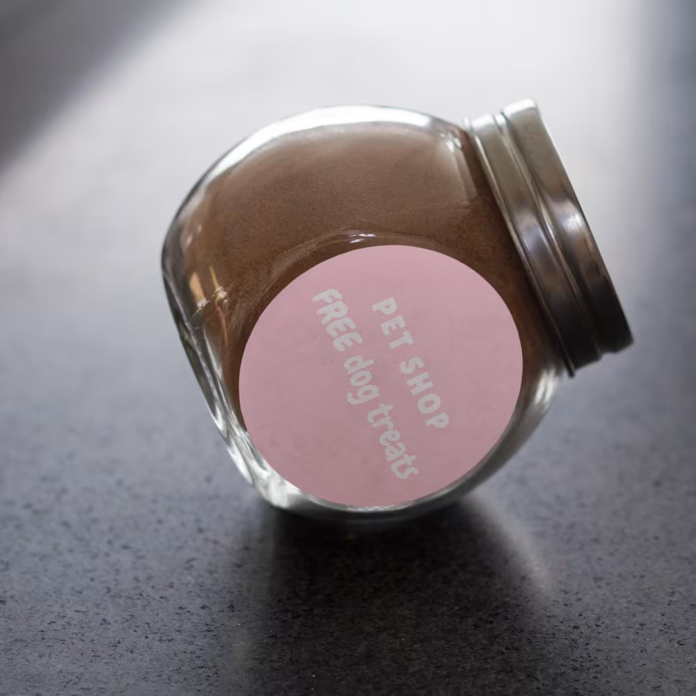 Custom round jar labels Ireland — printed product label on a glass jar