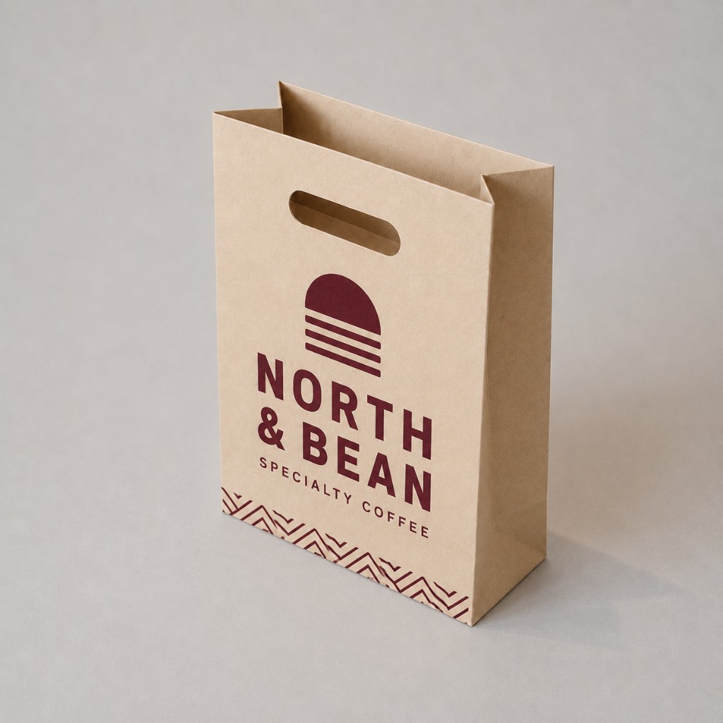 Custom printed luxury kraft paper bags Ireland – die-cut handle bags for specialty retail
