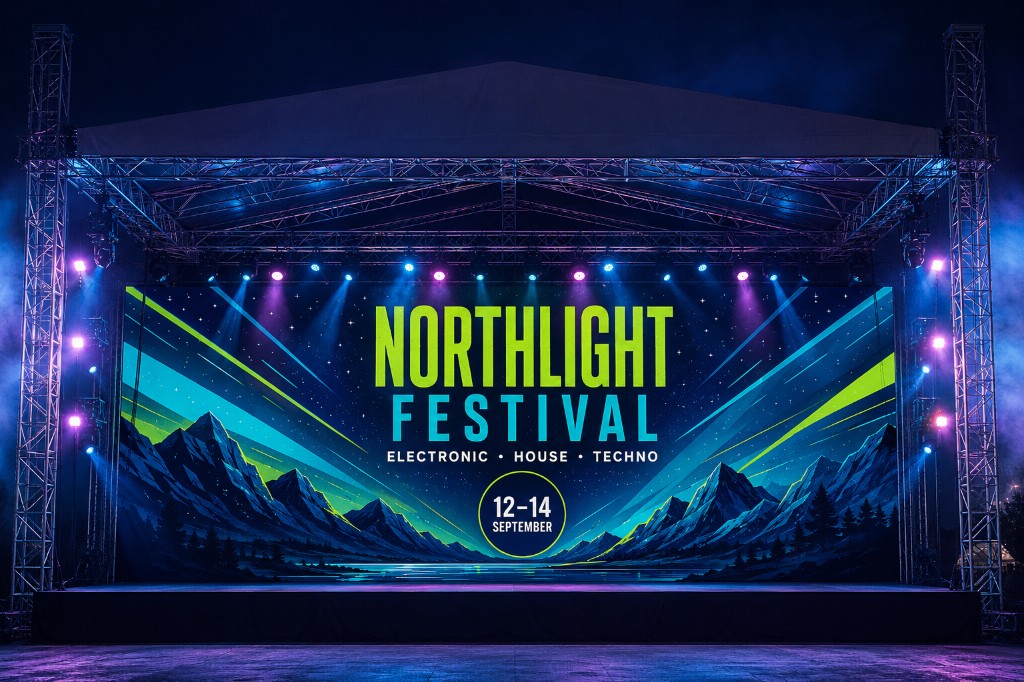 Festival stage backdrop banner Ireland — extra large custom printed banner for events